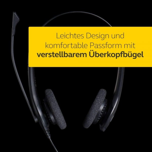 Jabra Biz 1500 퀵 디스커넥트 온이어 스테레오 헤드셋 - 잡음 제거 마이크가 장착된 유선 헤드폰 및 데스크폰용 볼륨 스파이크 보호, 블랙 스테레오 퀵 디스커넥트