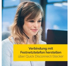 Jabra Biz 1500 퀵 디스커넥트 온이어 스테레오 헤드셋 - 잡음 제거 마이크가 장착된 유선 헤드폰 및 데스크폰용 볼륨 스파이크 보호, 블랙 스테레오 퀵 디스커넥트