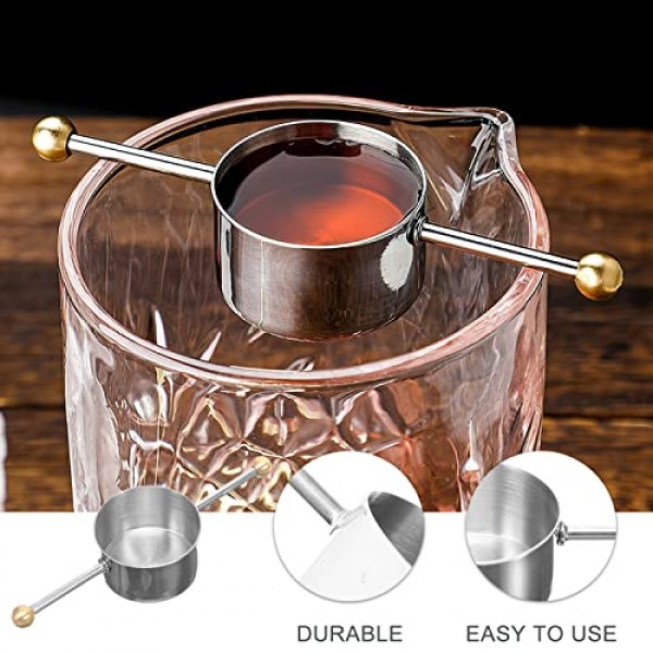UPKOCH 샷 안경 핸들이있는 스테인레스 스틸 바 지거 측정 도구 바 측정 컵 바텐더 음료 측정 컵 바텐더 샷 유리 용 더블 비드 측정 도구