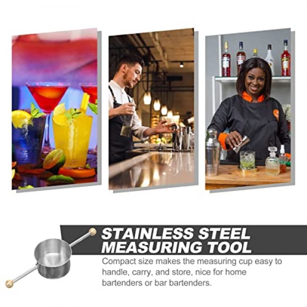 UPKOCH 샷 안경 핸들이있는 스테인레스 스틸 바 지거 측정 도구 바 측정 컵 바텐더 음료 측정 컵 바텐더 샷 유리 용 더블 비드 측정 도구