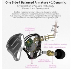 KINBOOFI KZ ZS10 Pro 인이어 모니터 이어폰 헤드폰, 4BA 및 1DD 드라이버가 있는 HiFi KZ 헤드폰, 분리형 0.75mm 2핀 6N OFC 케이블이 있는 KZ 업그레이드 ZS10 Pro(마이크 파란색 포함)
