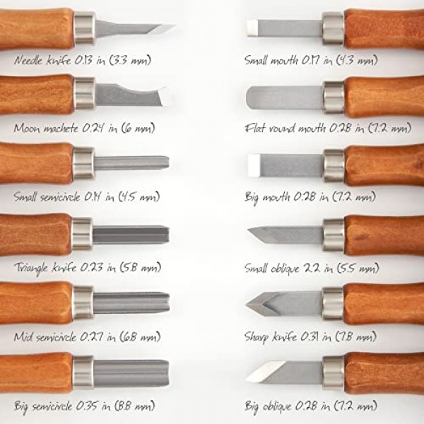 Arteza 나무 조각 도구 키트, 강철 노즐이 있는 체리 나무 조각 도구 12개, DIY 프로젝트용 공예 용품
