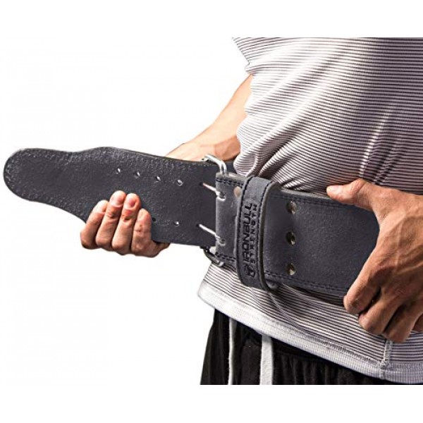 파워리프팅 벨트 - 10mm 더블 프롱 역도 벨트(IPF, USAPL, USPA 및 IPL 승인) | 역도, 근력 훈련, 스트롱맨용 가죽 파워 백 지원 - 남성 및 여성