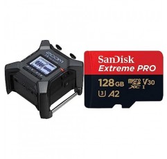 F3 멀티트랙 필드 레코더 및 SanDisk Extreme PRO microSDXC UHS-I 메모리 카드 128GB + 어댑터 및 RescuePRO Deluxe