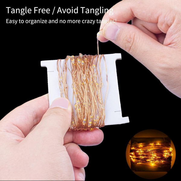 [2 팩] Koopower 100 LEDs Solar Fairy Lights with Backup AA Battery for Rainy Days, Copper String Lights Warm White (10m String, 1m 케이블, 배터리 포함)