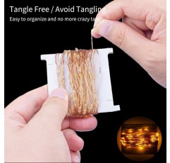 [2 팩] Koopower 100 LEDs Solar Fairy Lights with Backup AA Battery for Rainy Days, Copper String Lights Warm White (10m String, 1m 케이블, 배터리 포함)