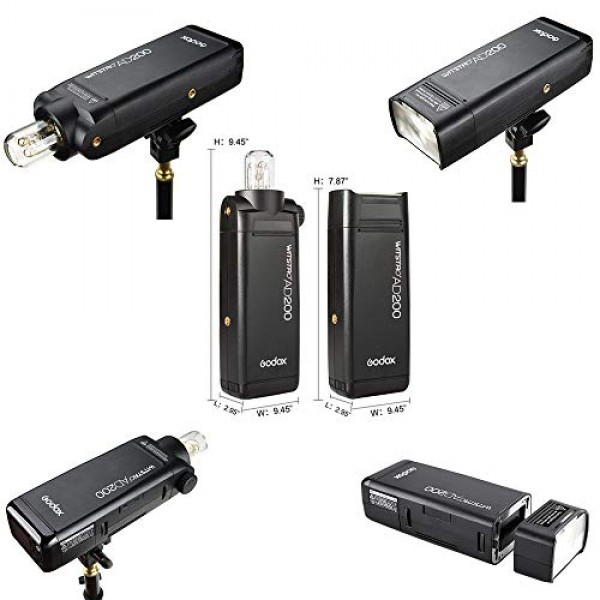 GODOX AD200 포켓 플래시 스피드라이트 200Ws 1/8000s HSS 무선 모노라이트 키트, 500개의 최대 파워 포켓 플래시, 0.01-2.1s 재활용, 전구/스피드라이트 플래시 헤드, 2900mAh 충전