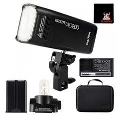 GODOX AD200 포켓 플래시 스피드라이트 200Ws 1/8000s HSS 무선 모노라이트 키트, 500개의 최대 파워 포켓 플래시, 0.01-2.1s 재활용, 전구/스피드라이트 플래시 헤드, 2900mAh 충전