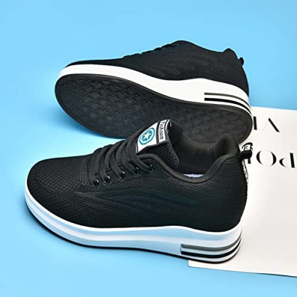 AONEGOLD 여성용 웨지 트레이너 웨지 힐 스포츠 신발 운동화 트레이너 러닝 피트니스 레저 신발 야외 편안한 통기성 신발