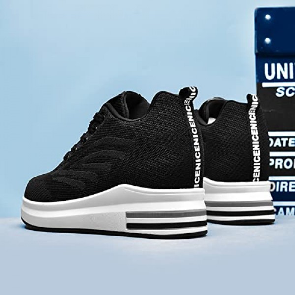 AONEGOLD 여성용 웨지 트레이너 웨지 힐 스포츠 신발 운동화 트레이너 러닝 피트니스 레저 신발 야외 편안한 통기성 신발