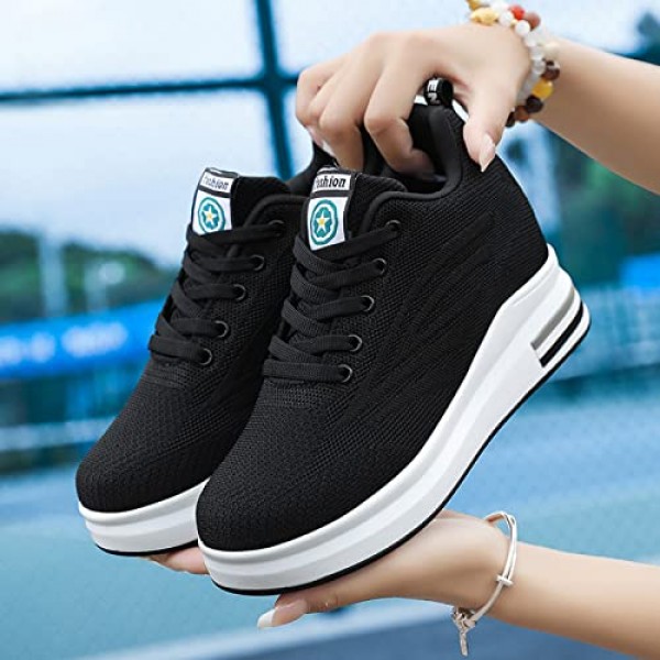 AONEGOLD 여성용 웨지 트레이너 웨지 힐 스포츠 신발 운동화 트레이너 러닝 피트니스 레저 신발 야외 편안한 통기성 신발