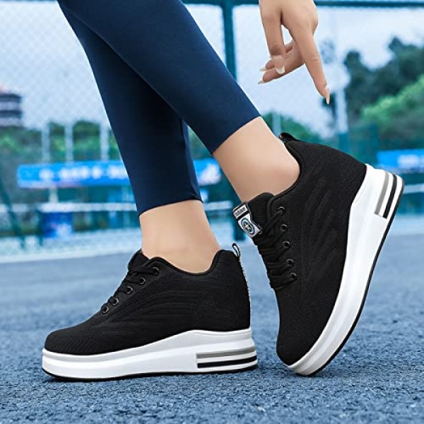 AONEGOLD 여성용 웨지 트레이너 웨지 힐 스포츠 신발 운동화 트레이너 러닝 피트니스 레저 신발 야외 편안한 통기성 신발