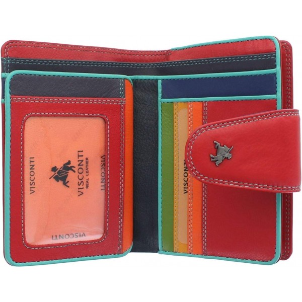 Visconti Spectrum Collection 양귀비 지갑 가죽 탭 클로저 RFID SP31 레드