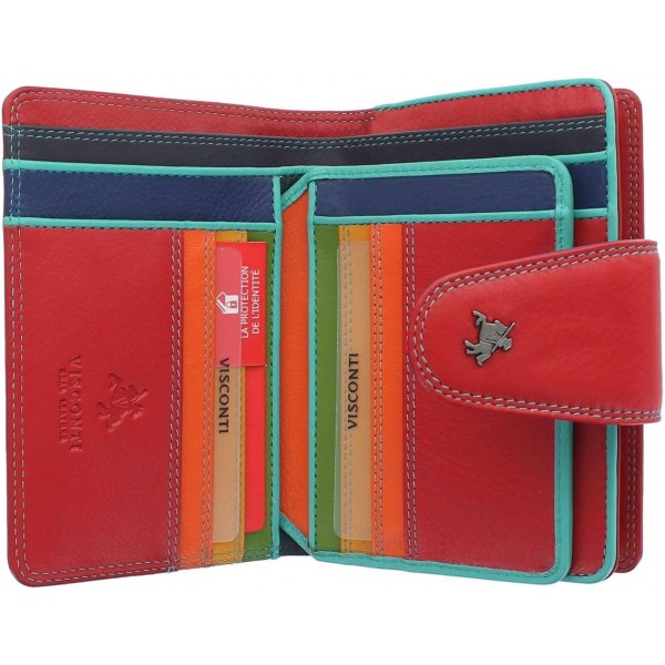 Visconti Spectrum Collection 양귀비 지갑 가죽 탭 클로저 RFID SP31 레드
