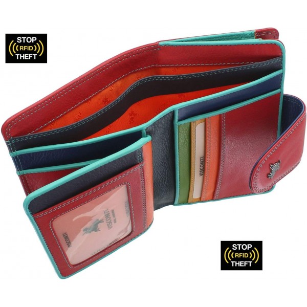 Visconti Spectrum Collection 양귀비 지갑 가죽 탭 클로저 RFID SP31 레드