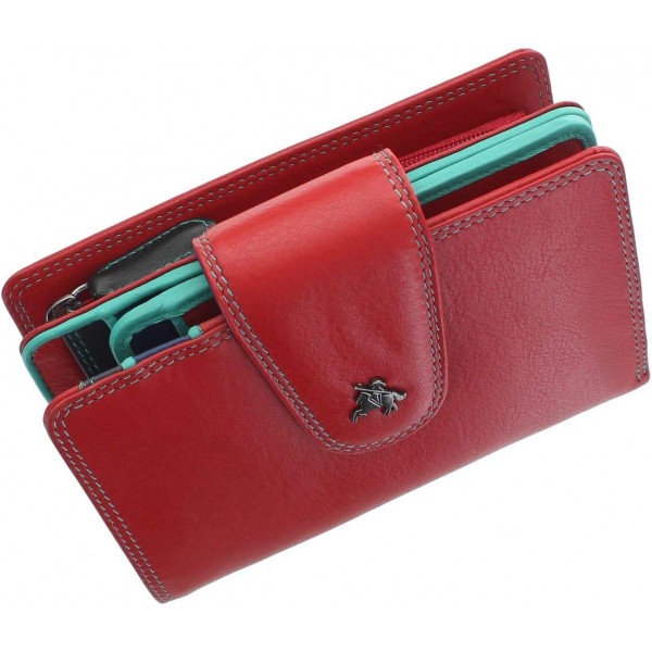 Visconti Spectrum Collection 양귀비 지갑 가죽 탭 클로저 RFID SP31 레드