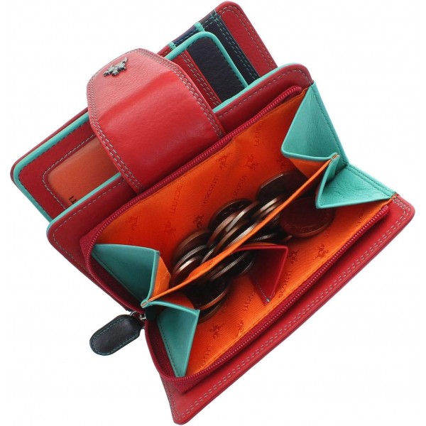 Visconti Spectrum Collection 양귀비 지갑 가죽 탭 클로저 RFID SP31 레드