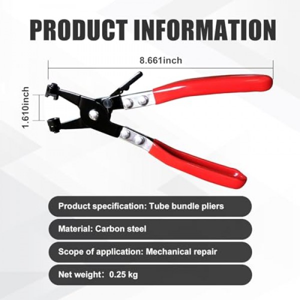 Pack-1 자동차 호스 클램프 플라이어, 호스 제거 도구, 미끄럼 방지 파이프 번들 플라이어, 플랫 스로트 클램프 플라이어, 자동차 수리 도구, 대부분의 자동차, 트럭, SUV