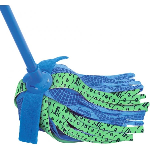 Spontex Multi Plus MOP 길이 조절 가능 80-140CM, 파란색, 1개(1팩) Multi+ Fringe Mop