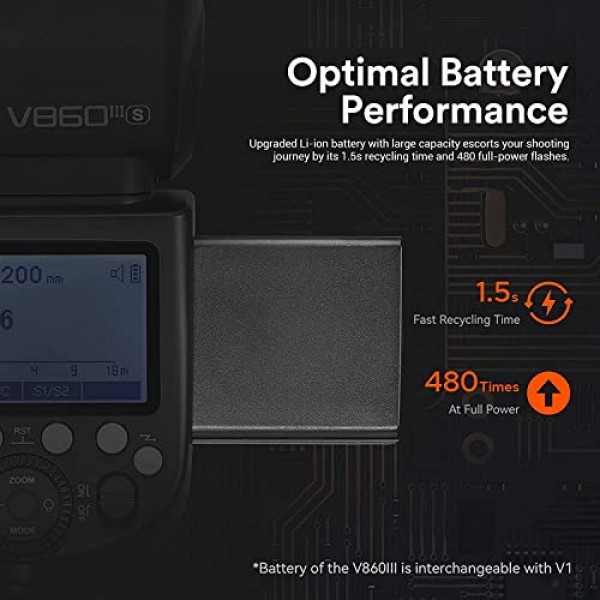 소니 카메라 플래시 스피드라이트 스피드라이트 라이트, 76Ws 2.4G TTL HSS 1/8000s,480 최대 전력 플래시, 2600mAh 리튬 이온 배터리, 0.01-1.5s 재활용 시간, 10 레벨 LED 모델링 램