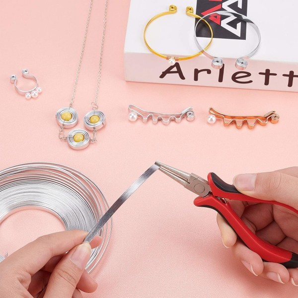 BENECREAT 20m 4 색 알루미늄 플랫 와이어 3mm 와이드 실버 골드 구부릴 수있는 공예 와이어 베젤, 보석 귀걸이 반지 만들기 (5m/색상) 4 Colors-3mm 3mm