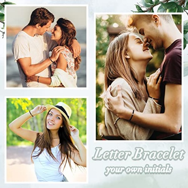 J.Endéar 여성용 초기 팔찌 여자 남자 925 스털링 실버 문자 조절 가능한 체인이있는 초기 땋은 팔찌 16 + 8cm 로프 팔찌