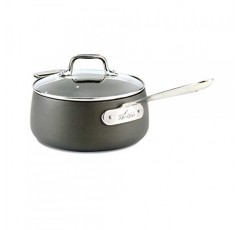 All-Clad E7852464 HA1 경질 양극산화 처리된 논스틱 식기세척기 안전 PFOA 프리 소스 팬 조리기구, 3.5쿼트, 검정: 가정 및 주방