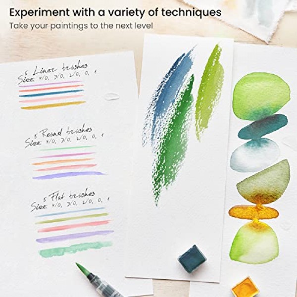 Arteza 디테일 페인트 브러시, 15개 세트, 미니어처 모델 및 캔버스용 미세 디테일 브러시 세트, 합성 강모, 세부 묘사, 가는 선 및 음영을 위한 소형 페인트 브러시