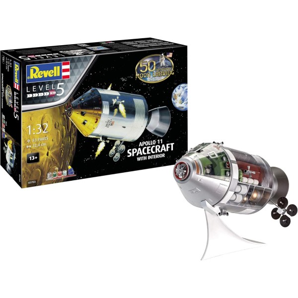 Revell 3703 03703 내부 공간 모델 키트가 있는 아폴로 11호 우주선 1:32