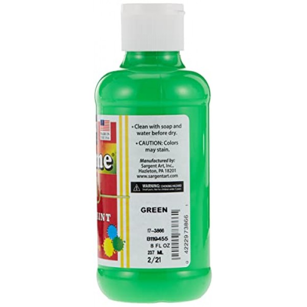 Sargent Art Neon Tempera 페인트 8 온스, 8 Fl Oz(8개 팩), 플립 캡 병 8개 8개