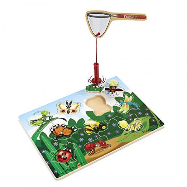 Melissa & Doug 자석 나무 퍼즐 게임 세트: 낚시 및 벌레 잡기 - 자석 게임, 3세 이상 유아 및 어린이를 위한 두툼한 동물 퍼즐