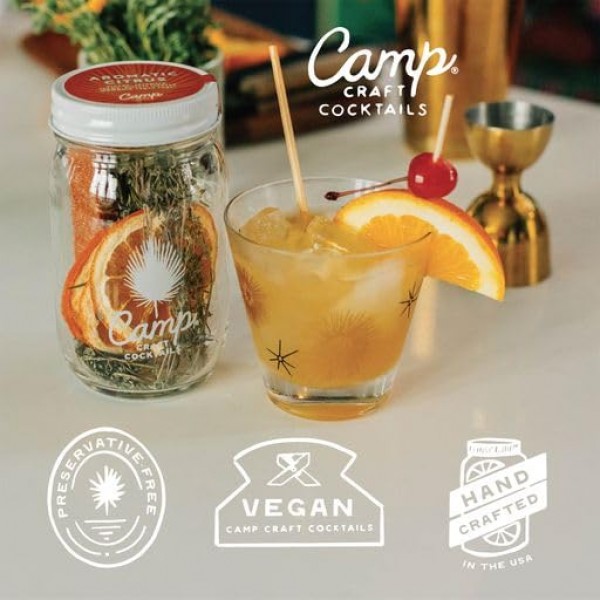 캠프 크래프트 칵테일 믹스 - 향기로운 시트러스 | 탈수 과일, 허브 및 비건 설탕이 포함된 프리미엄 음료 믹서 주입 키트 | 칵테일, 마가리타 및 목테일용 16온스 유리