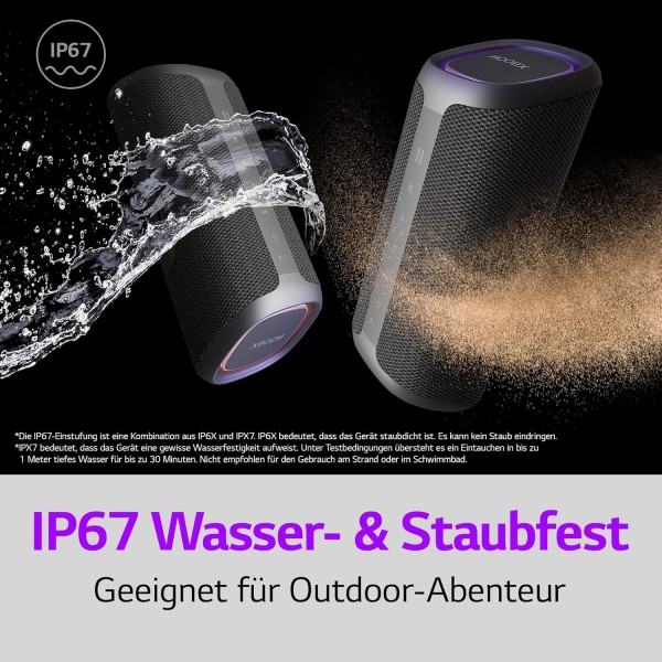 LG XBOOM Go DXG5 휴대용 블루투스 스피커(20와트, Google 어시스턴트, Siri, 조명), 블랙