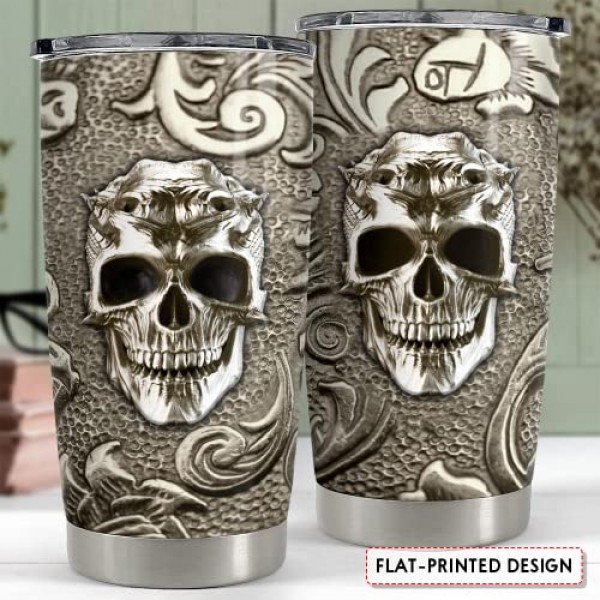 SANDJEST 해골 텀블러 바이킹 브론즈 드로잉 20온스 뚜껑 뚜껑이 있는 텀블러 남성용 아빠 가장 친한 친구 커피 애호가 크리스마스 생일 아버지의 날