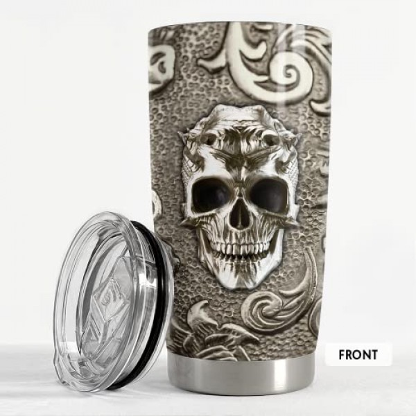 SANDJEST 해골 텀블러 바이킹 브론즈 드로잉 20온스 뚜껑 뚜껑이 있는 텀블러 남성용 아빠 가장 친한 친구 커피 애호가 크리스마스 생일 아버지의 날