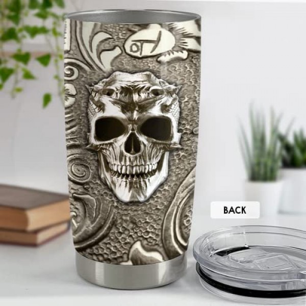 SANDJEST 해골 텀블러 바이킹 브론즈 드로잉 20온스 뚜껑 뚜껑이 있는 텀블러 남성용 아빠 가장 친한 친구 커피 애호가 크리스마스 생일 아버지의 날