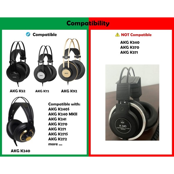 AKG K52 K72 K92 K240 헤드셋 헤드폰과 호환되는 헤드폰 이어 패드 헤드셋 교체 용 이어 패드
