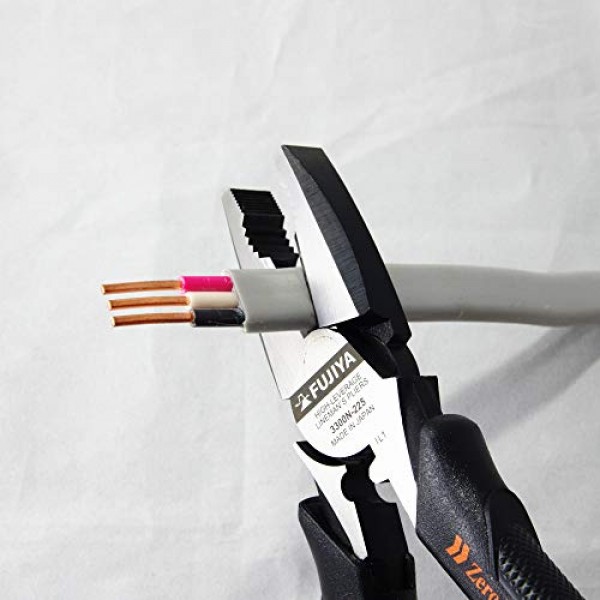 FUJIYA 공구, 3300N-225, 하이 레버리지 라인맨 플라이어 제로 블랙, 9인치