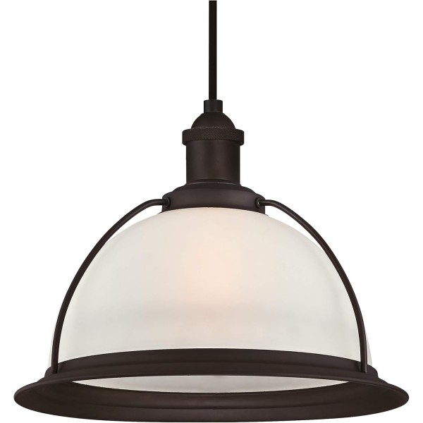 63369 단일 조명 실내 펜던트, 젖빛 유리가 있는 오일 문지른 청동 마감