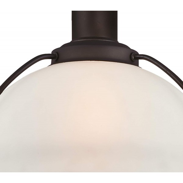 63369 단일 조명 실내 펜던트, 젖빛 유리가 있는 오일 문지른 청동 마감