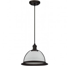 63369 단일 조명 실내 펜던트, 젖빛 유리가 있는 오일 문지른 청동 마감