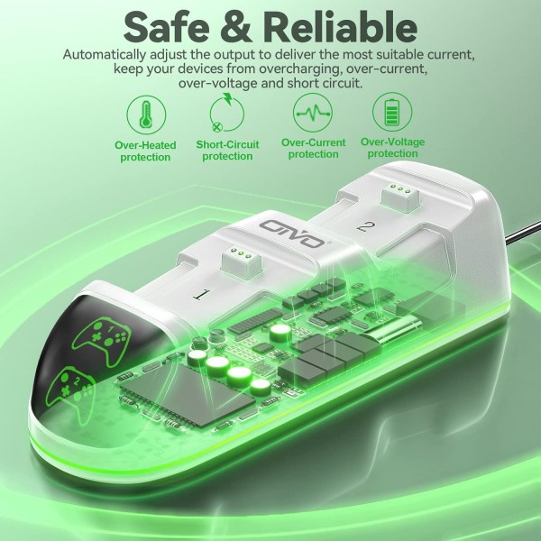 Xbox One/Xbox Series X/S Elite용 2X 4800mWh 충전식 배터리가 있는 Xbox 컨트롤러 충전 스테이션, Xbox 시리즈/One 컨트롤러용 Xbox 배터리가 있는 Xbox One 컨트롤러 충전 스테이션, 흰