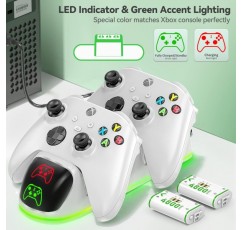 Xbox One/Xbox Series X/S Elite용 2X 4800mWh 충전식 배터리가 있는 Xbox 컨트롤러 충전 스테이션, Xbox 시리즈/One 컨트롤러용 Xbox 배터리가 있는 Xbox One 컨트롤러 충전 스테이션, 흰