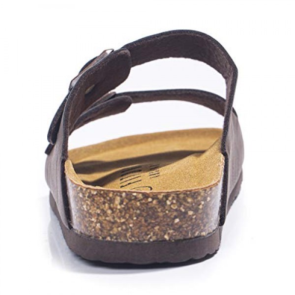 FITORY 남성용 샌들, 조절 가능한 버클 스트랩과 코르크 풋베드가 있는 아치 지지대 슬라이드