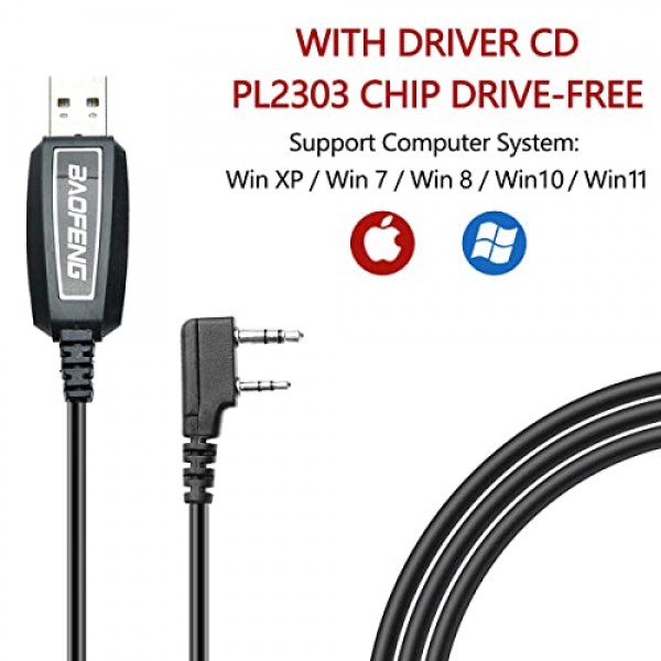 BAOFENG UV-5R 햄 라디오 8W 휴대용 고출력 듀얼 밴드 144-148/420-450Mhz 프로그래밍 케이블 등이 포함된 Baofeng 라디오 장거리 워키 토키(검은색 + 2팩 풀 세트)