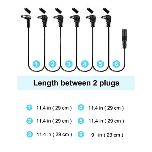 Mr.Power Guitar Effects 전원 공급 장치 어댑터 9V DC 1A(1000mA) 데이지 체인 코드 포함 케이블 프리 절연 캡(6방향 케이블 포함)
