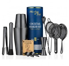 믹솔로지 & 크래프트 칵테일 셰이커 세트 - 11피스 바 액세서리 키트(가중식 보스턴 셰이커, 스트레이너, 지거, 머들러 등 포함) - 홈 바텐딩 도구, 바텐더용 액세서리, 