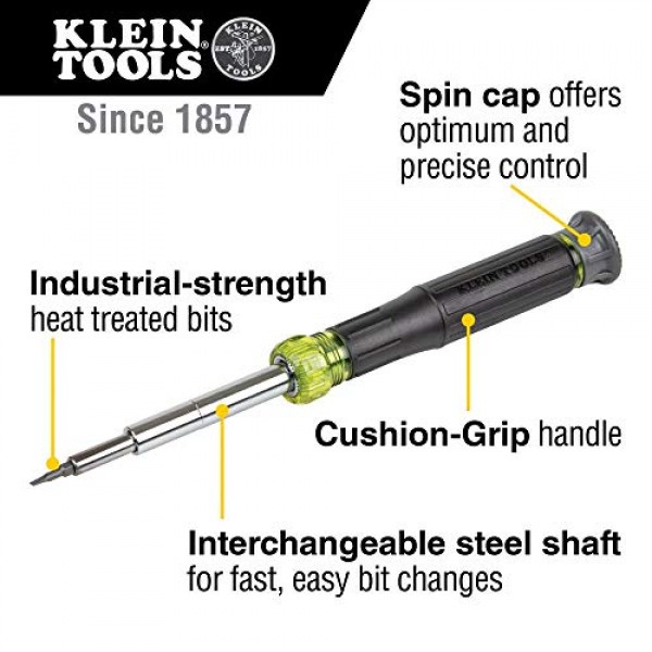 Klein Tools 32314 전자 스크루드라이버, 14-in-1 및 32308 멀티 비트 스터비 스크루드라이버, 십자형, 일자형, 정사각형 및 너트 드라이버가 포함된 충격 등급 8-in-1 조정 가능