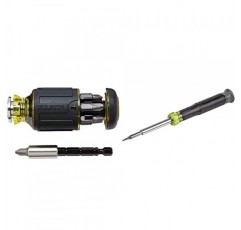 Klein Tools 32314 전자 스크루드라이버, 14-in-1 및 32308 멀티 비트 스터비 스크루드라이버, 십자형, 일자형, 정사각형 및 너트 드라이버가 포함된 충격 등급 8-in-1 조정 가능
