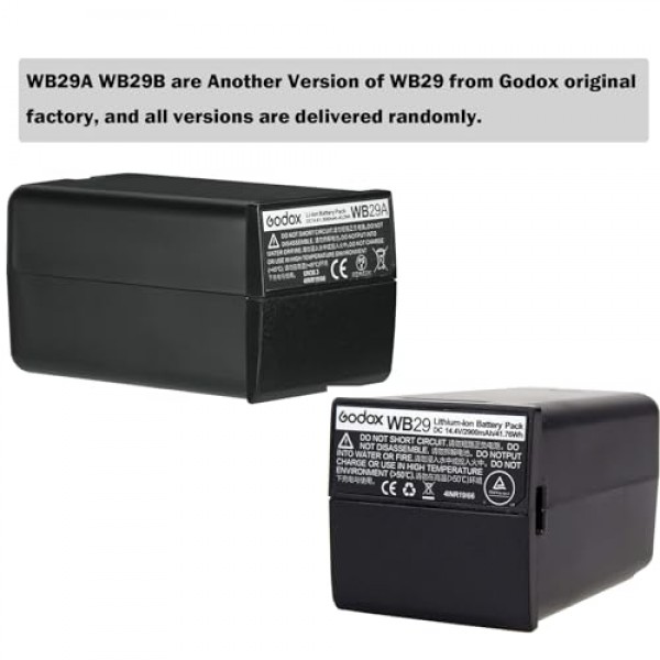 Godox WB29 WB29A Godox AD200용 UC29 충전기 배터리 AD200Pro AD300 Pro 플래시 스피드라이트 스피드라이트 배터리 전원 팩(WB29 및 WB29A는 무작위로 제공됨)